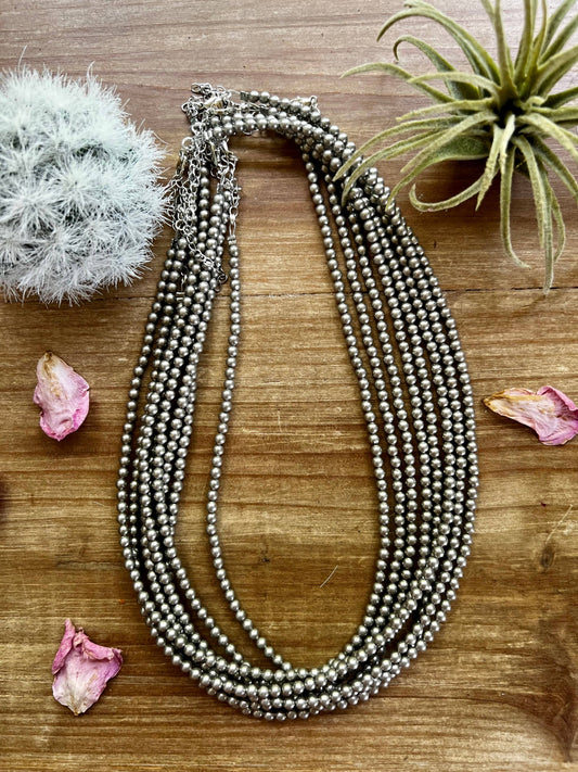 18 Inch 4mm silver beads necklace