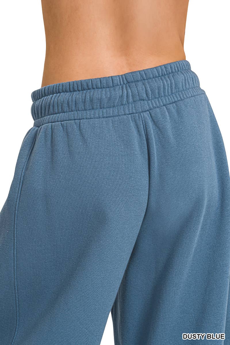 Fleece Barrel Leg Sweatpants w/ Pockets Zenana: LT BEIGE-201383 / S