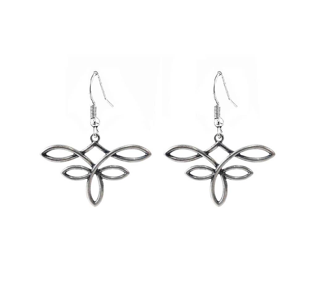 Western Boot Stitch Dangle Earrings: Silver