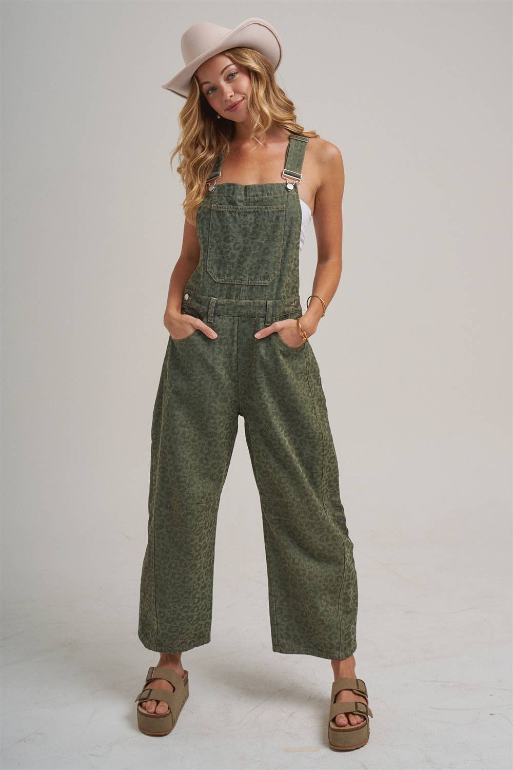 VINTAGE LEOPARD OVERALL JUMPSUIT_JLB80013-03: VINTAGE MOCHA / S-M-L(2-2-2)
