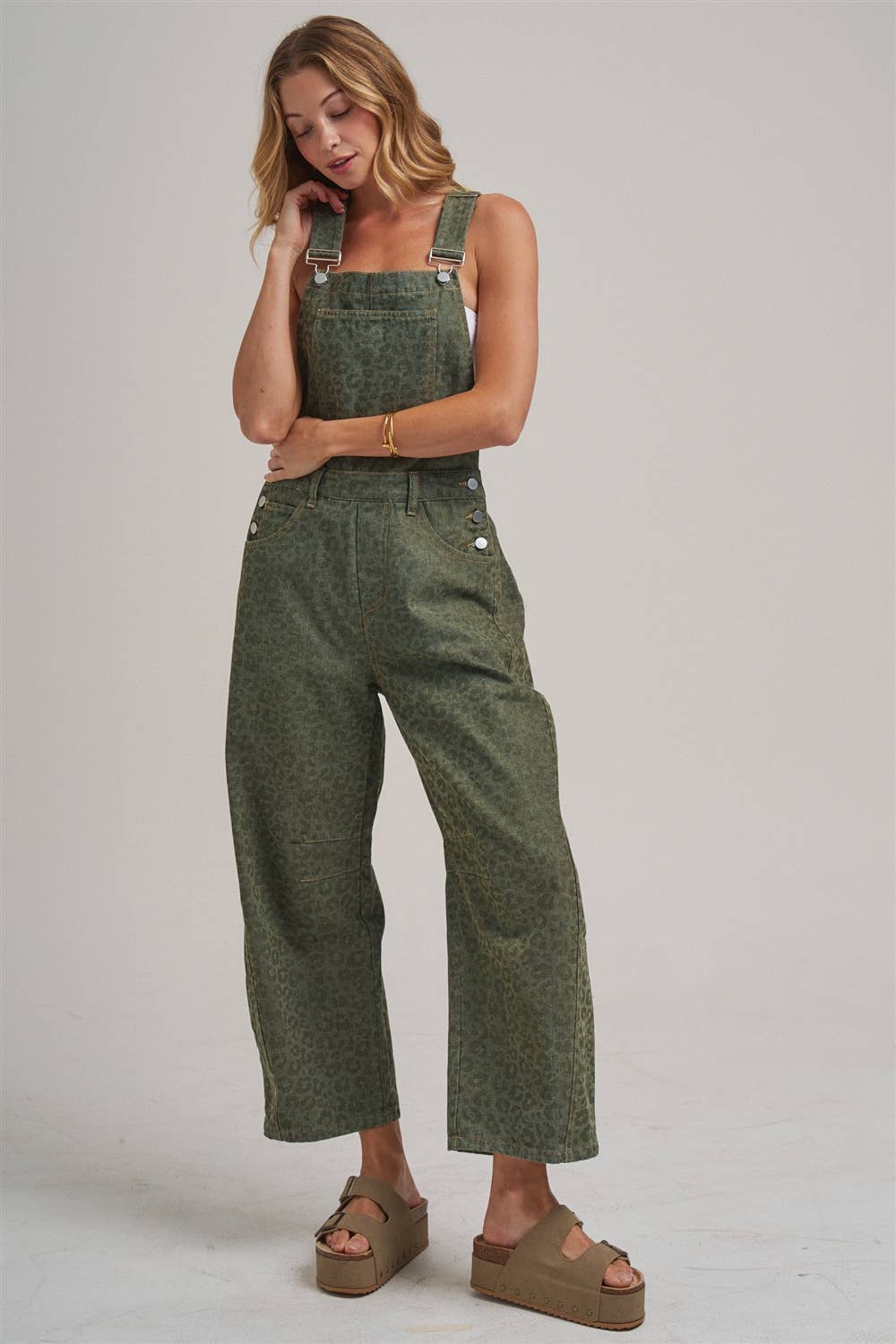 VINTAGE LEOPARD OVERALL JUMPSUIT_JLB80013-03: VINTAGE MOCHA / S-M-L(2-2-2)