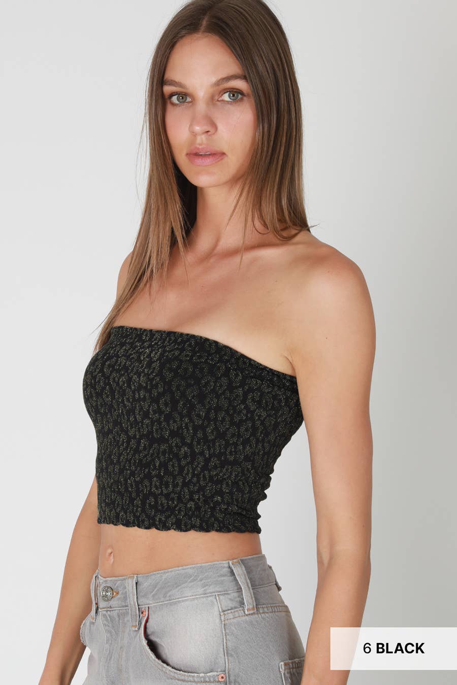 Lurex Leopard Tube Top: Black