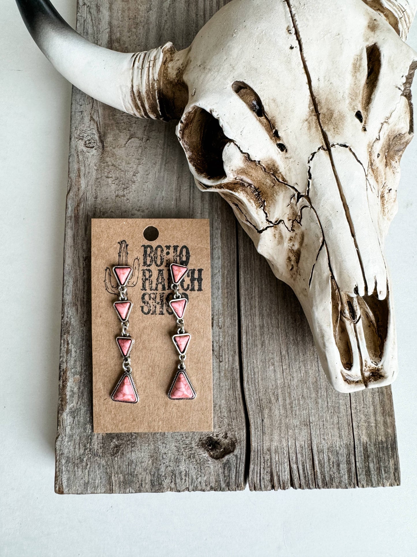 Western Triangle Stone Drop stud Earrings: Turquoise
