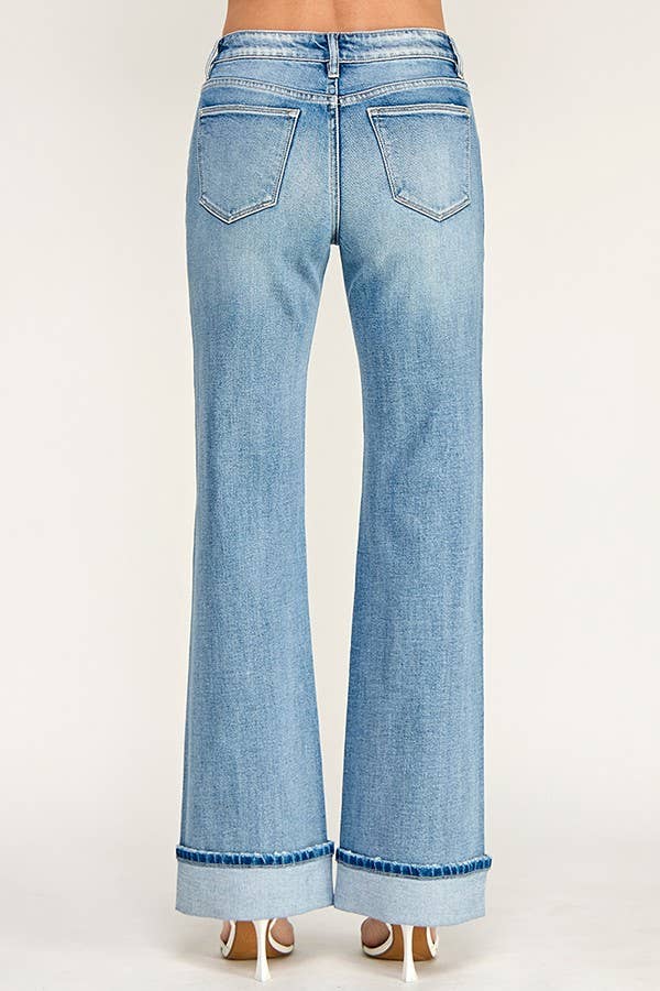 MID RISE VINTAGE FLARE W/ CUFFED HEM JEANS