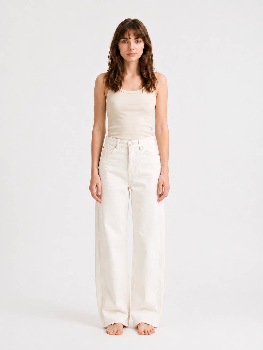 VINTAGE WIDE LEG JEANS: BROWN / XS-S-M-L(1-2-2-1)