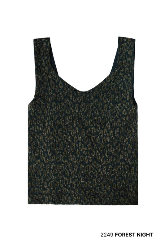Lurex Leopard Tank Top: Forest Night