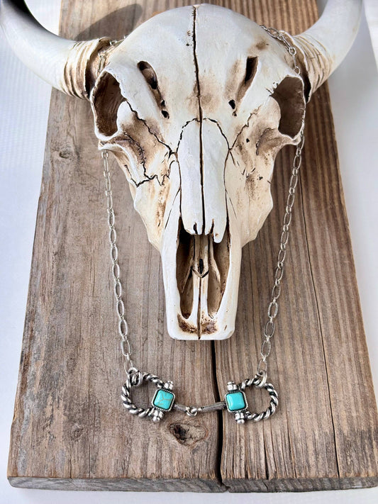 Western Style Horsebit  Pendant Link Chain Necklace