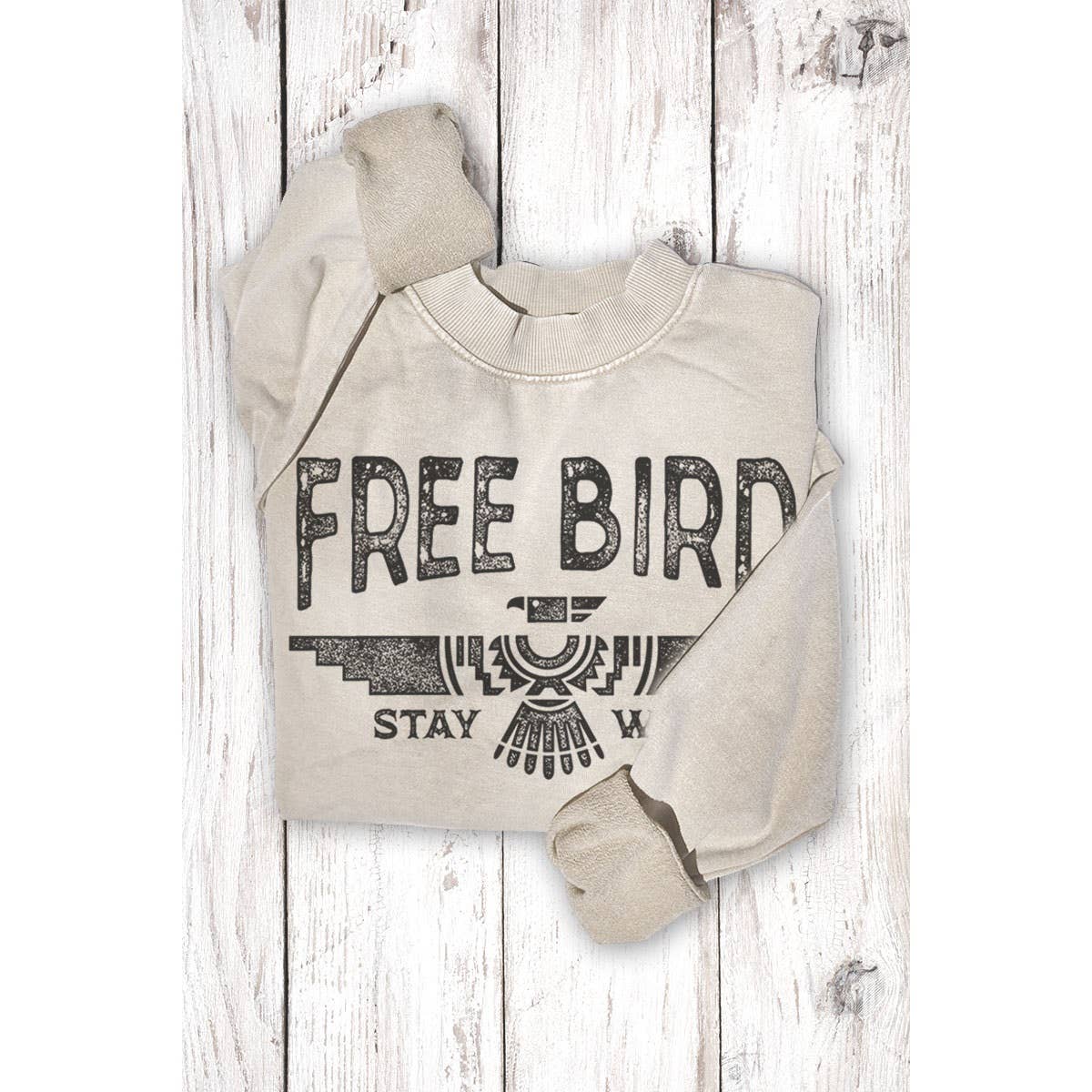 FREE BIRD  MINERAL GRAPHIC SWEATSHIRTS: Mineral Mustard / S-M-L-XL(1-2-2-1)