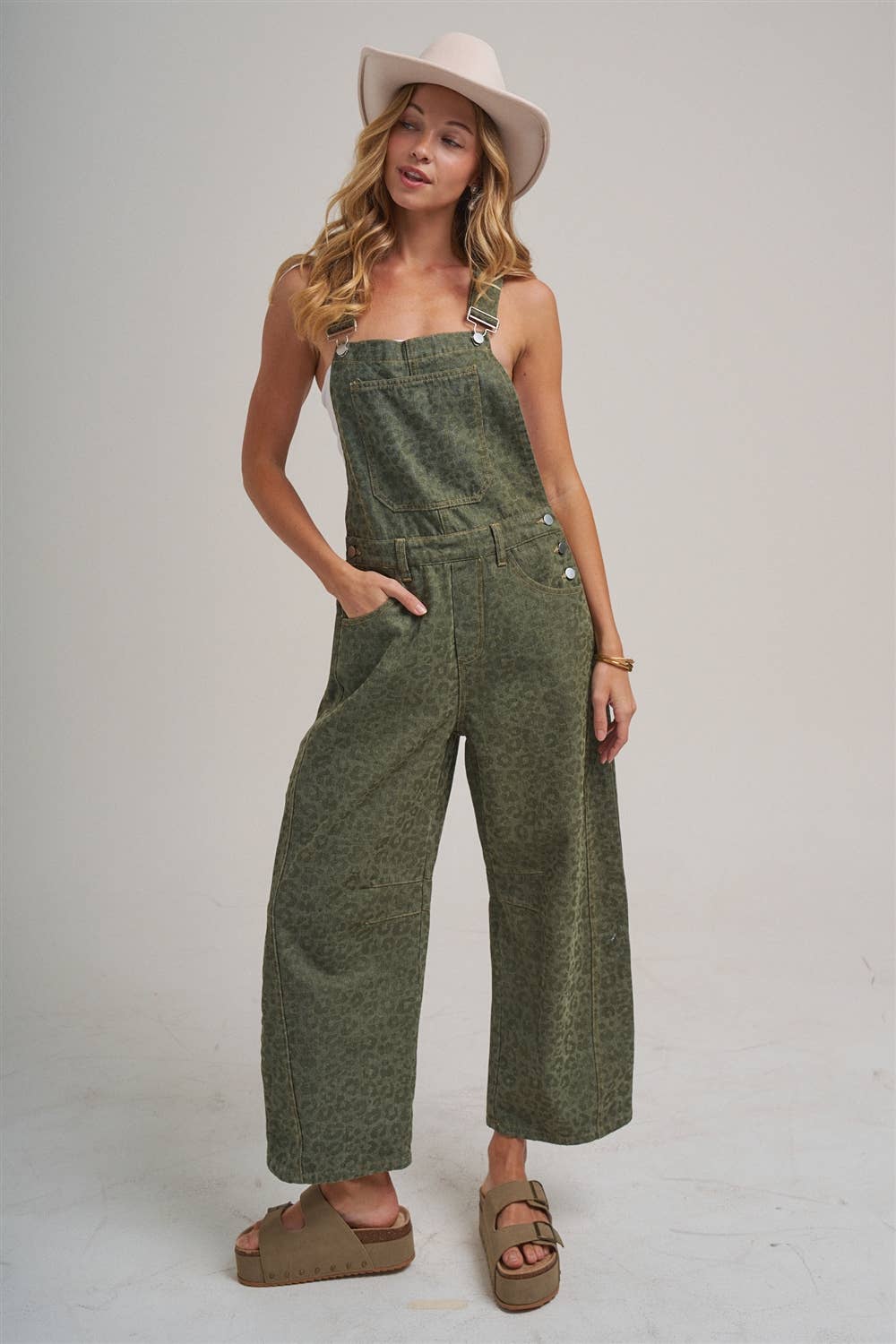 VINTAGE LEOPARD OVERALL JUMPSUIT_JLB80013-03: VINTAGE MOCHA / S-M-L(2-2-2)