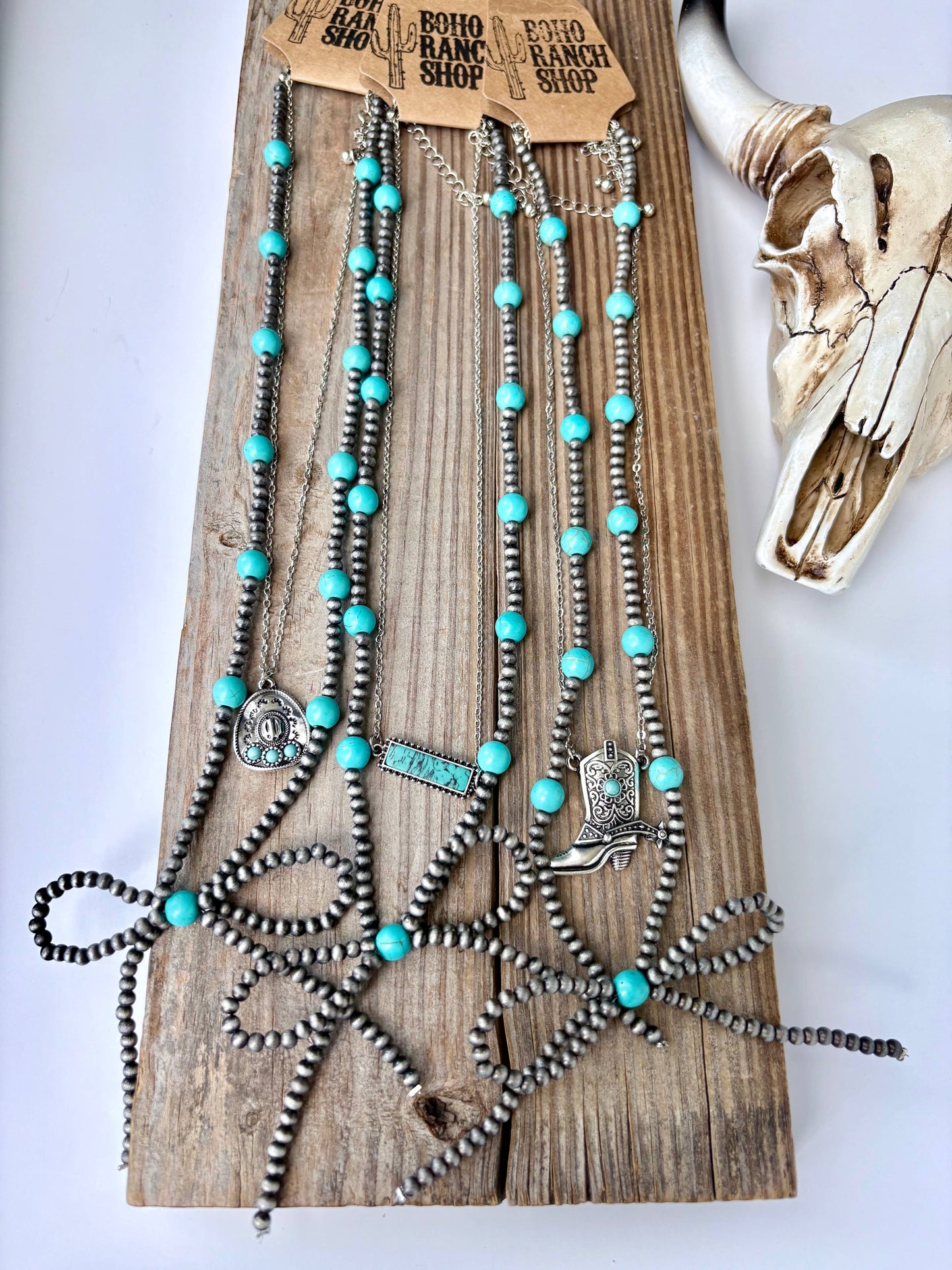 2 Layer Western Style Coquette Bow & Pendant Necklace: Cross