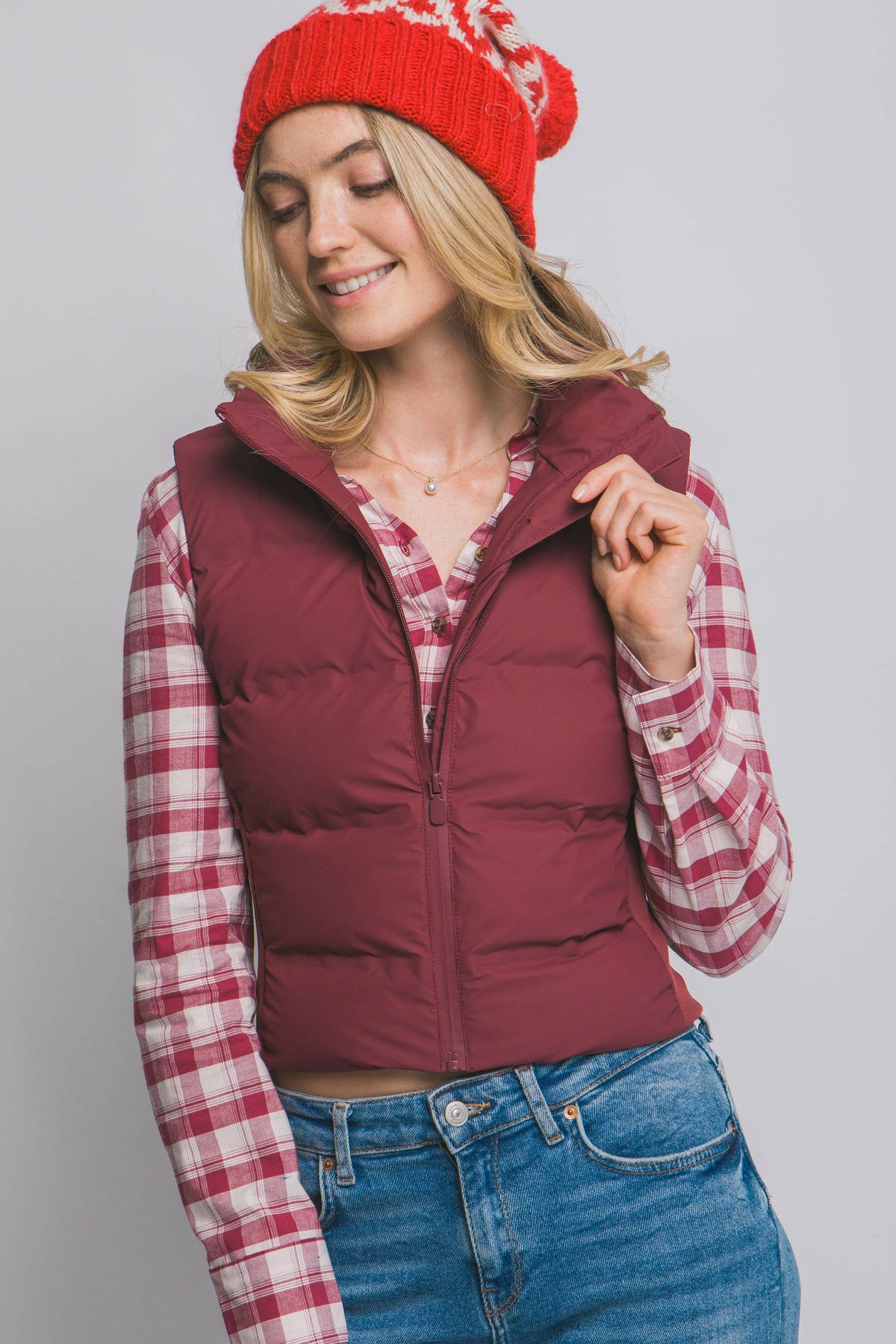 Slim- Fit Zip Down Puffer Vest : ESPRESSO-185901 / M