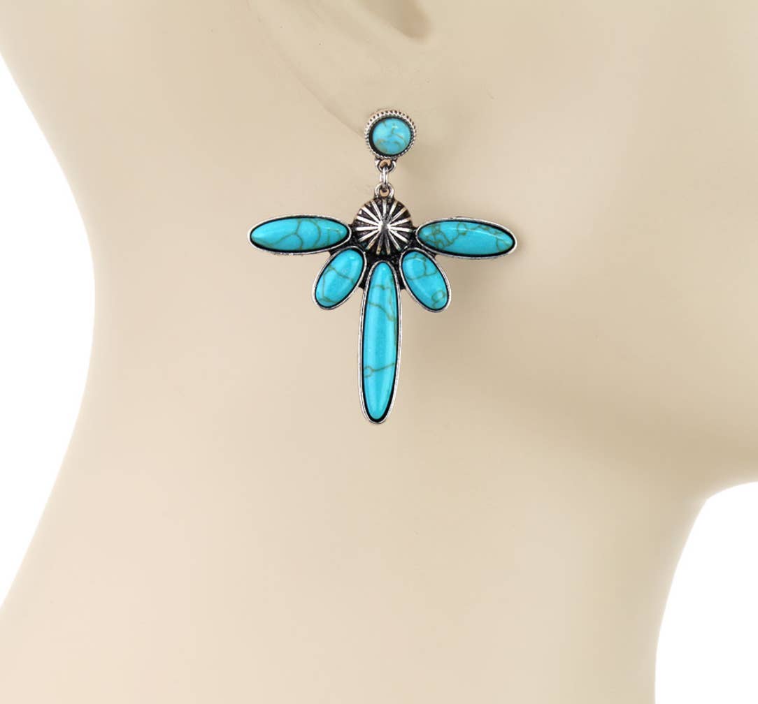 Thunderbird Stud Western Earrings: TURQUOISE