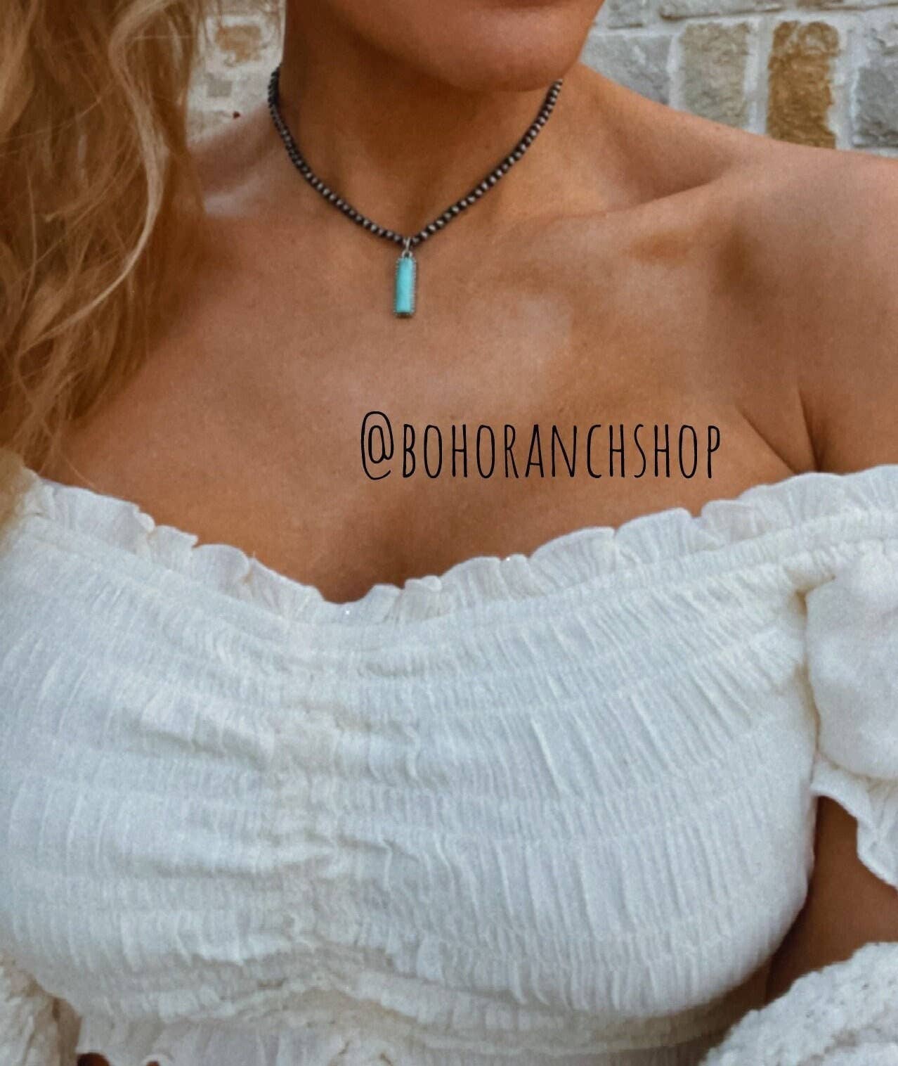 Navajo Bead Choker Turquoise Pendant Necklace