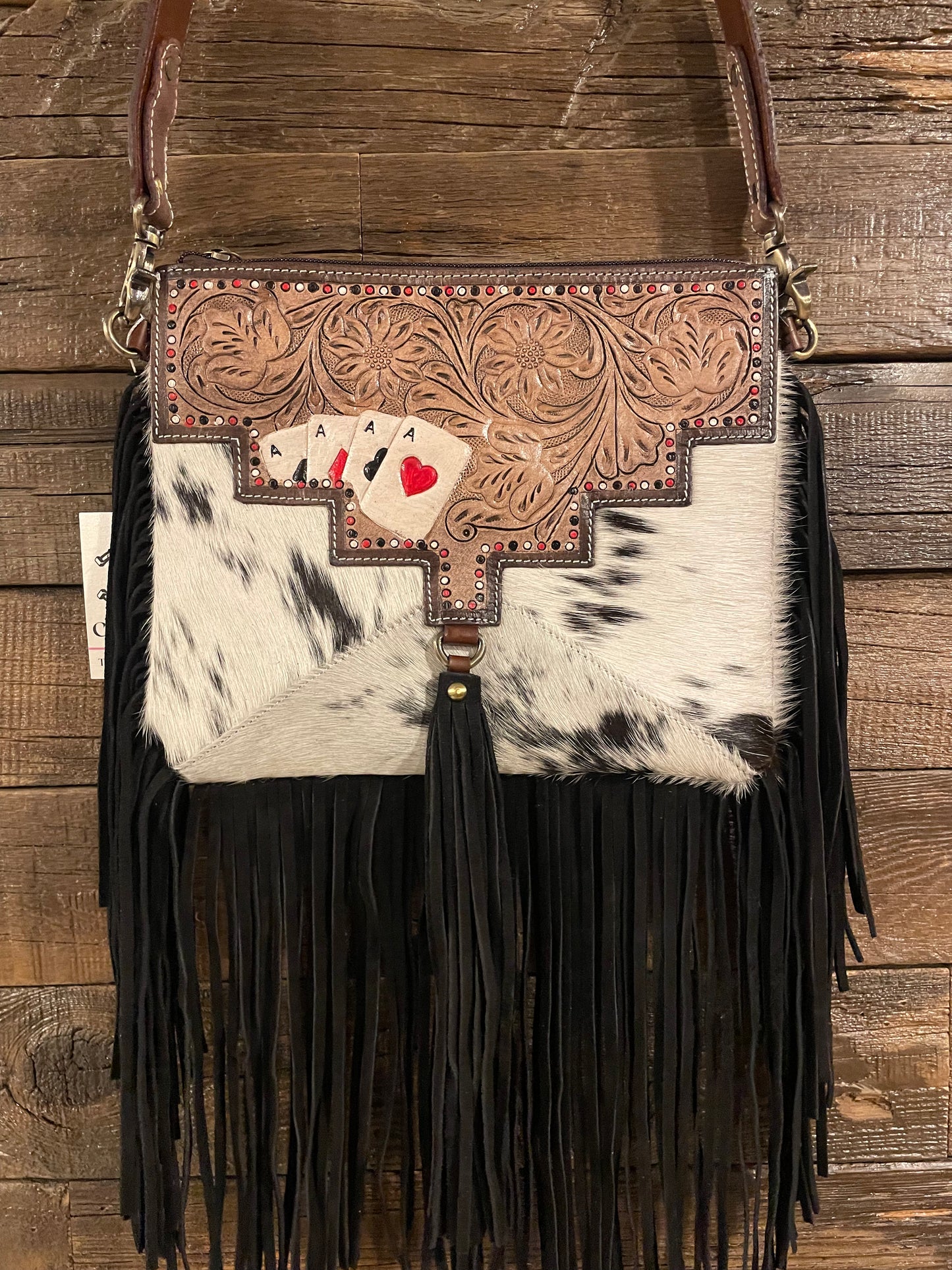 Gambler Cowhide and Tooled Leather Western Purse