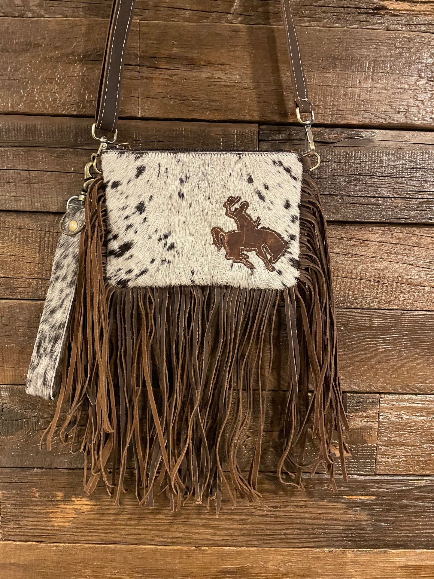 Rodeo Rider Cowhide Purse Crossbody with Wristlet