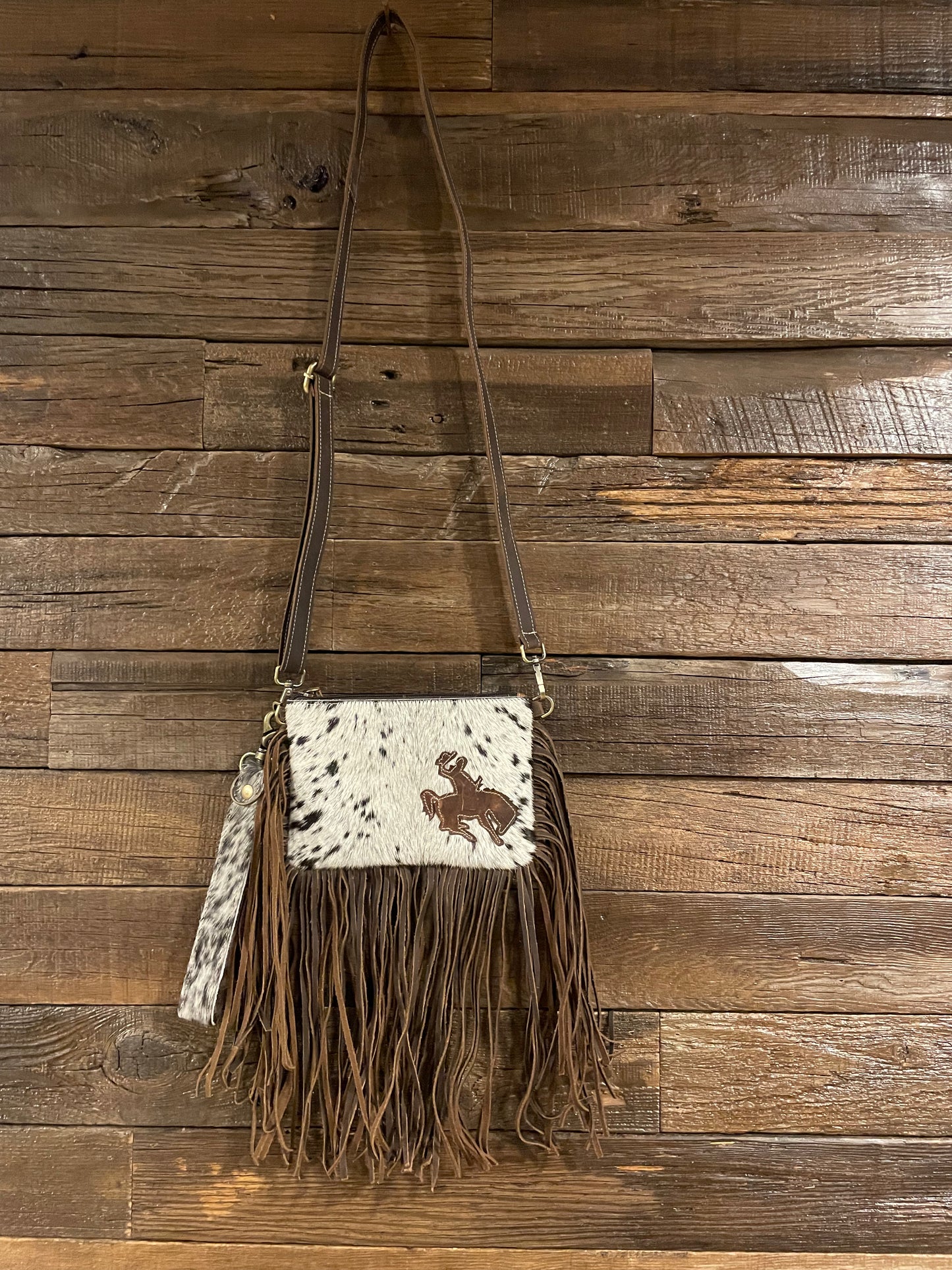 Rodeo Rider Cowhide Purse Crossbody with Wristlet