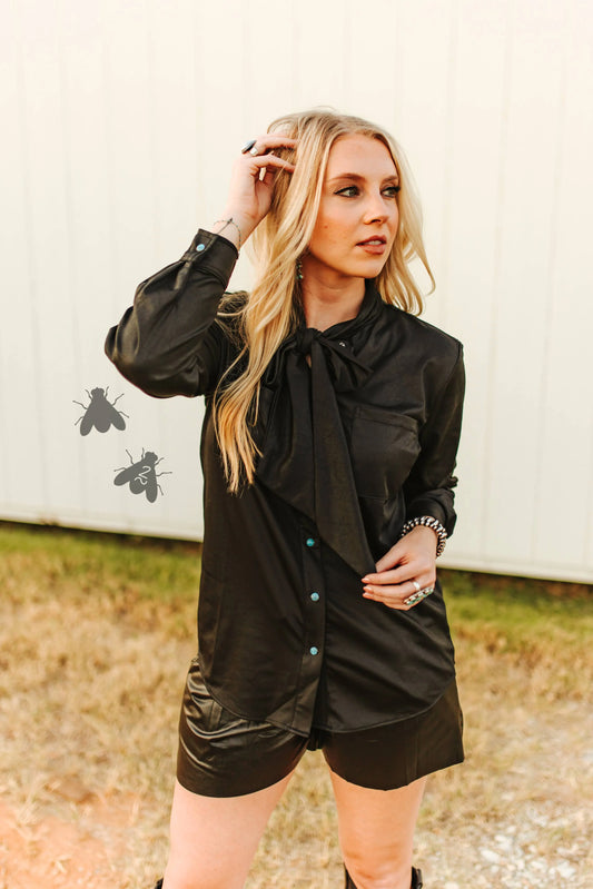 Midnight leather outlaw button up