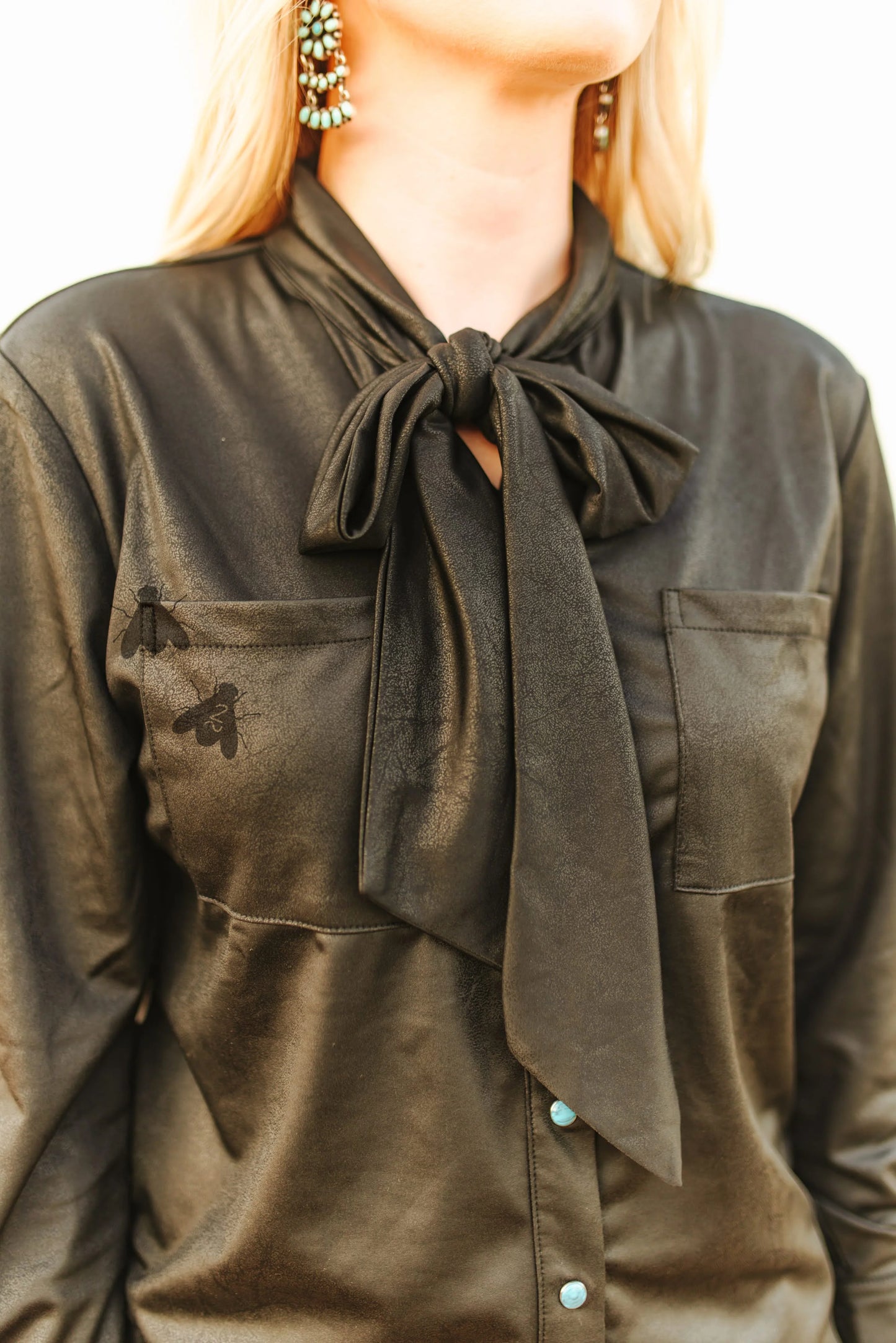 Midnight leather outlaw button up