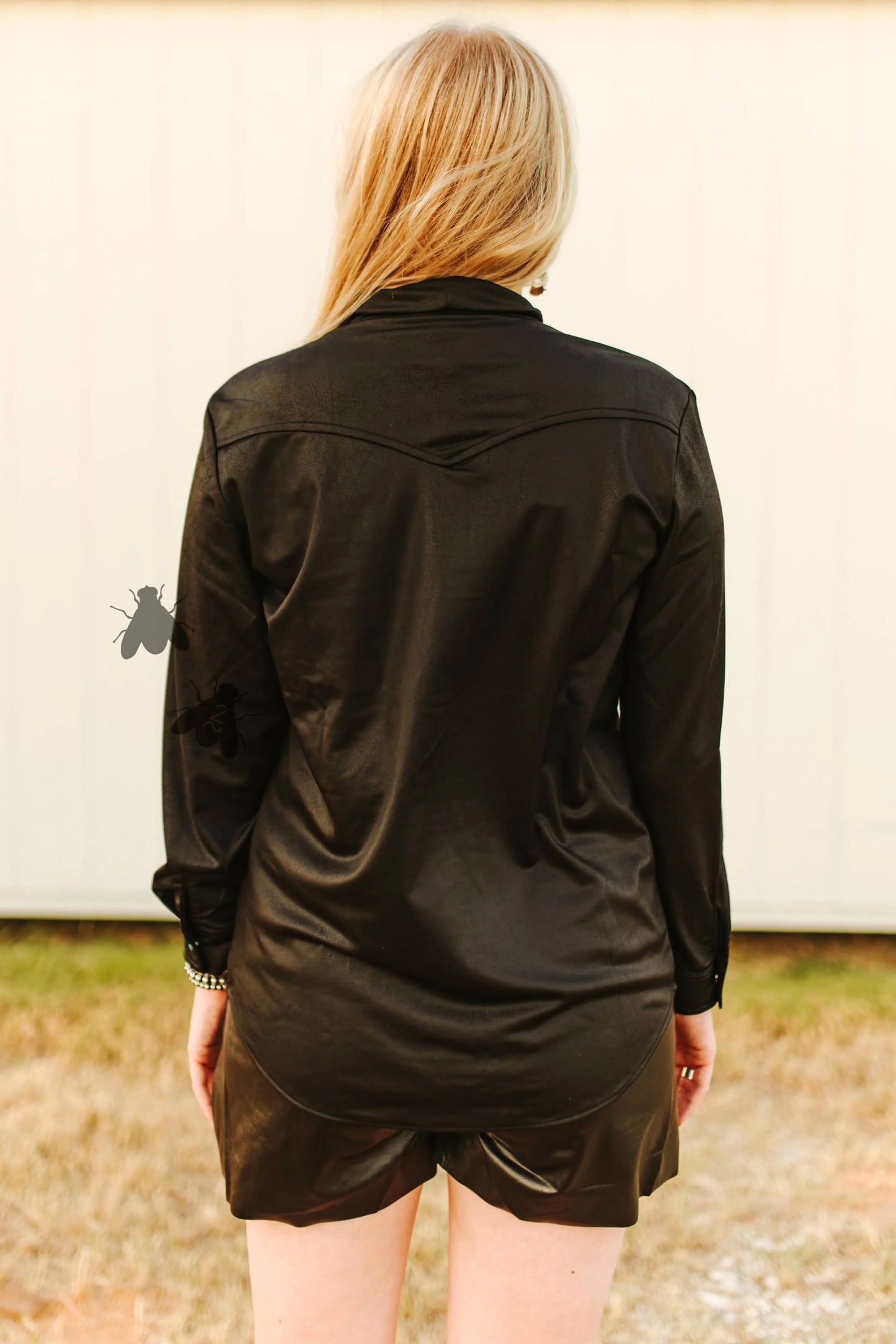 Midnight leather outlaw button up