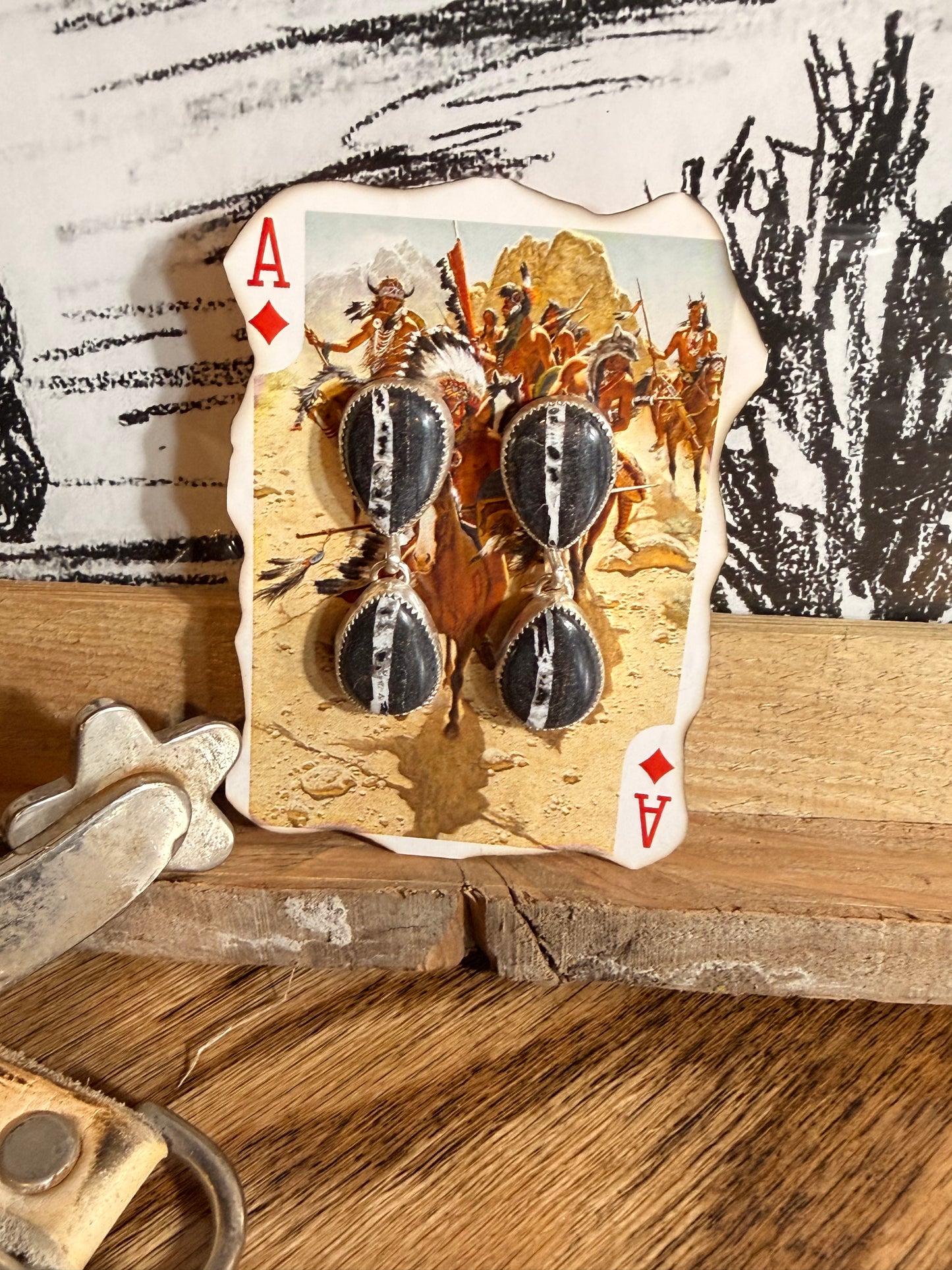White Buffalo trail earrings