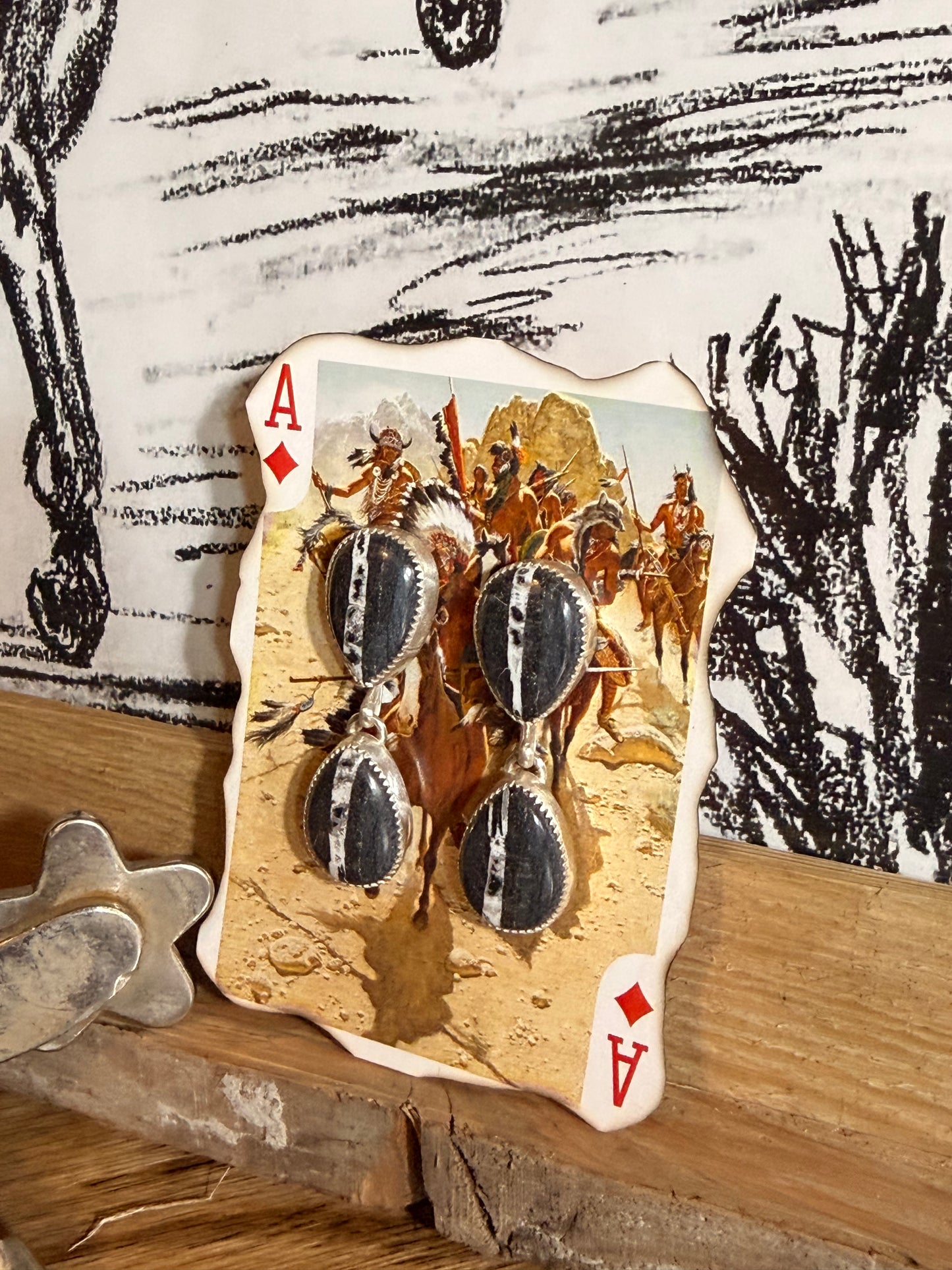 White Buffalo trail earrings