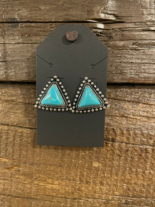 Turquoise triangle studs