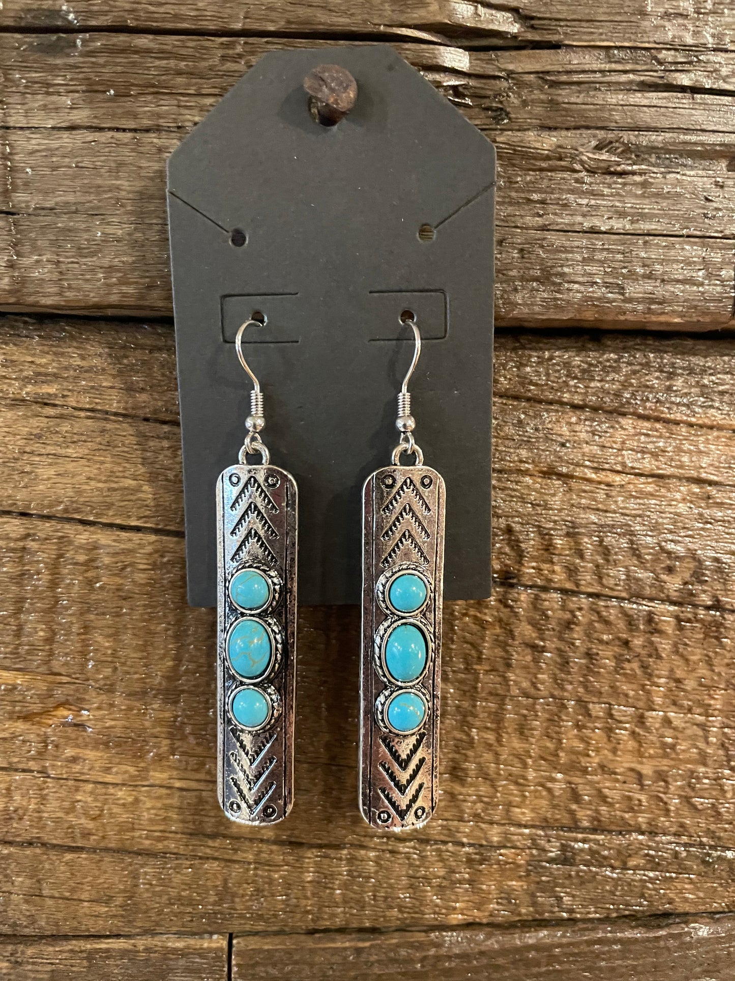 Western stamped turquoise earrings