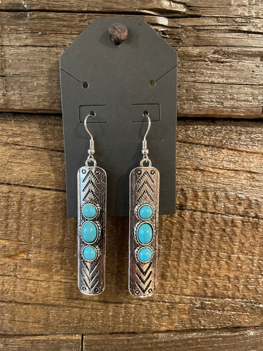 Western stamped turquoise earrings