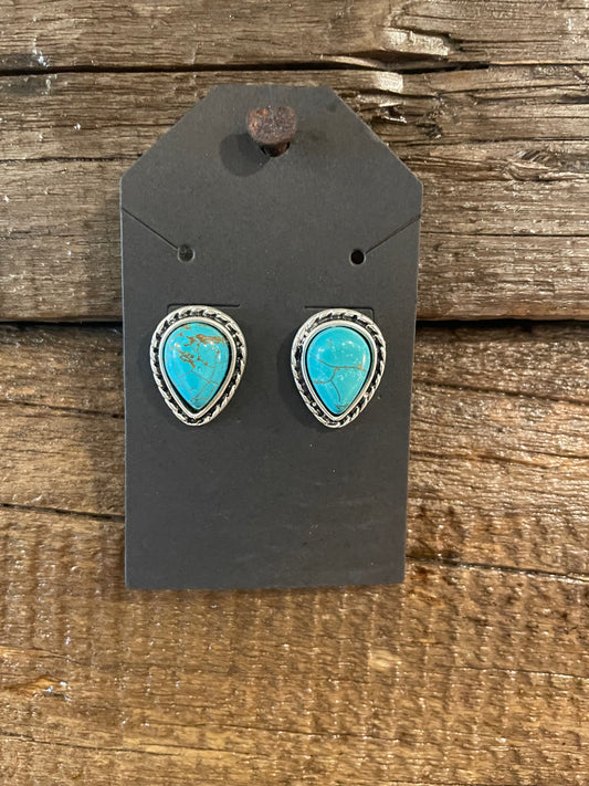 Turquoise teardrop studs