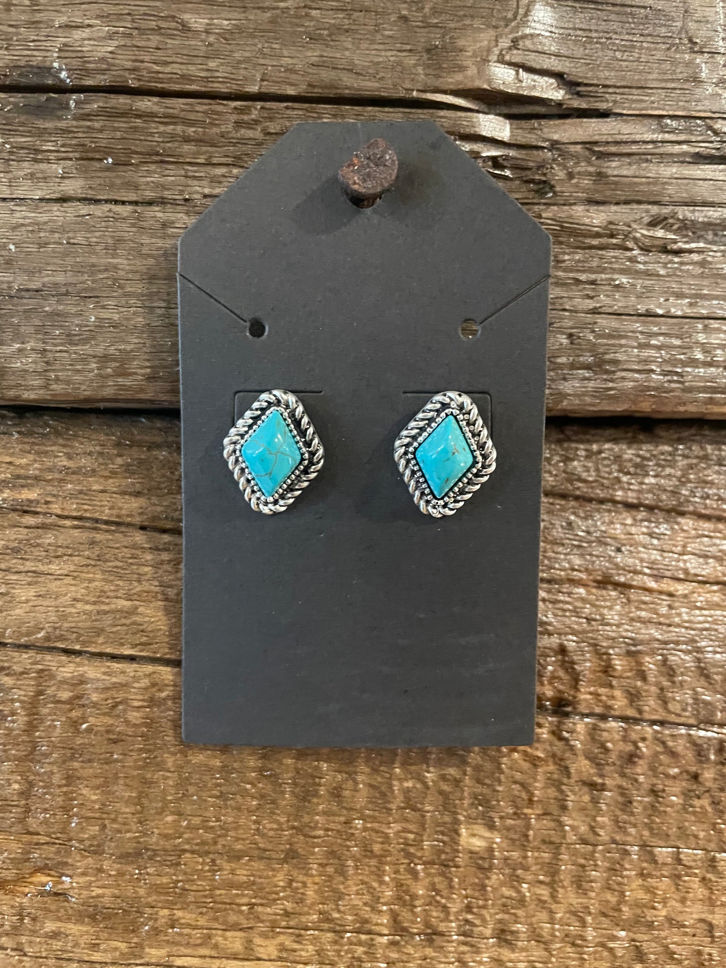 Diamond turquoise studs