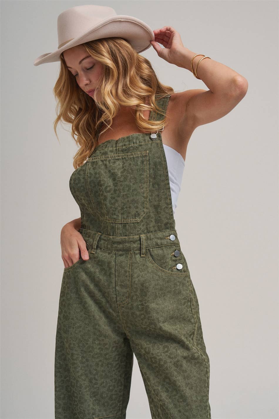 VINTAGE LEOPARD OVERALL JUMPSUIT_JLB80013-03: VINTAGE MOCHA / S-M-L(2-2-2)