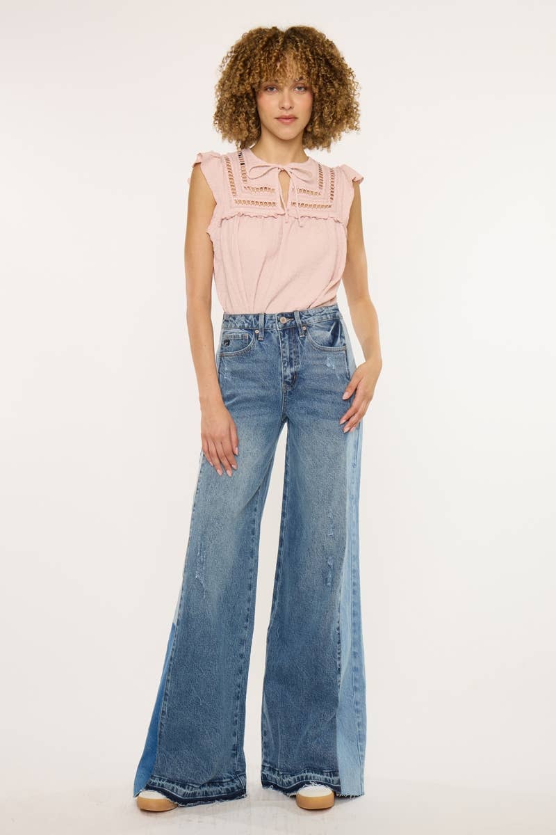 HIGH RISE WIDE LEG JEANS-KC5521M: MEDIUM / 0/23
