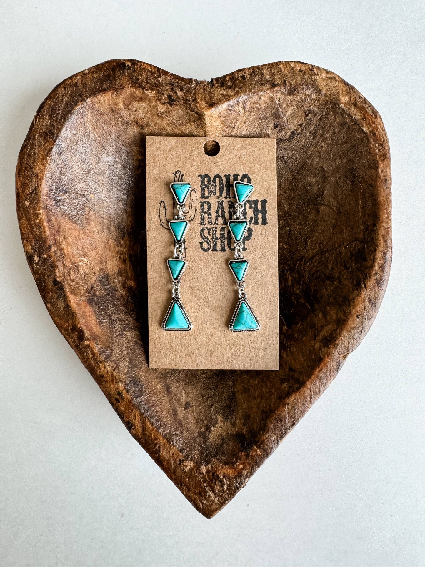 Western Triangle Stone Drop stud Earrings: Turquoise