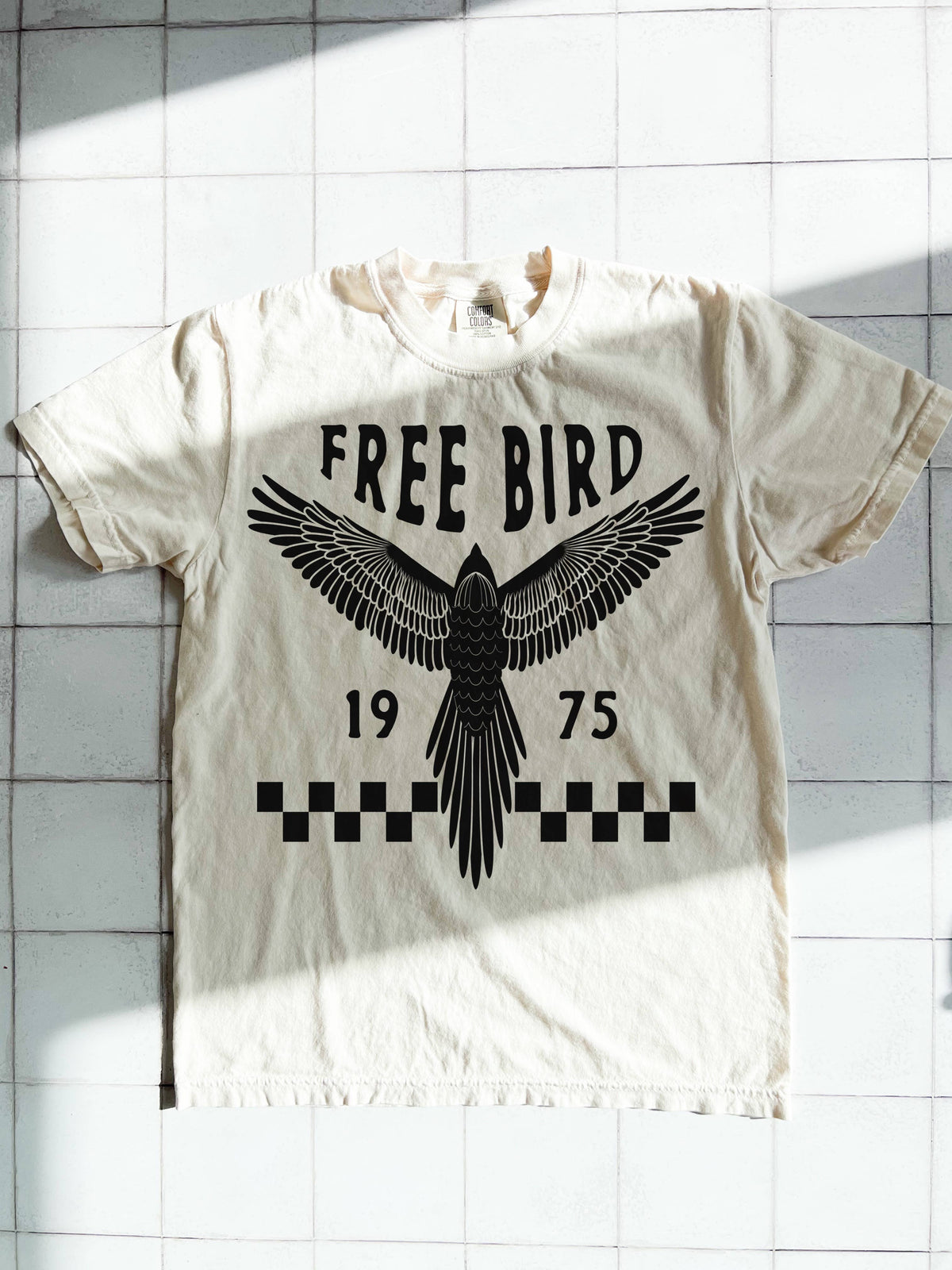 Freebird boho vintage trendy women’s tee - Ivory: S