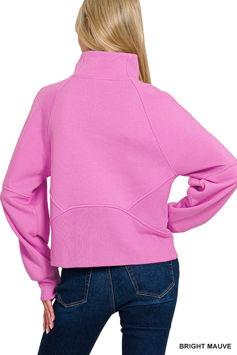 Half Zip Cropped Pullover: ASH MOCHA-171520 / M
