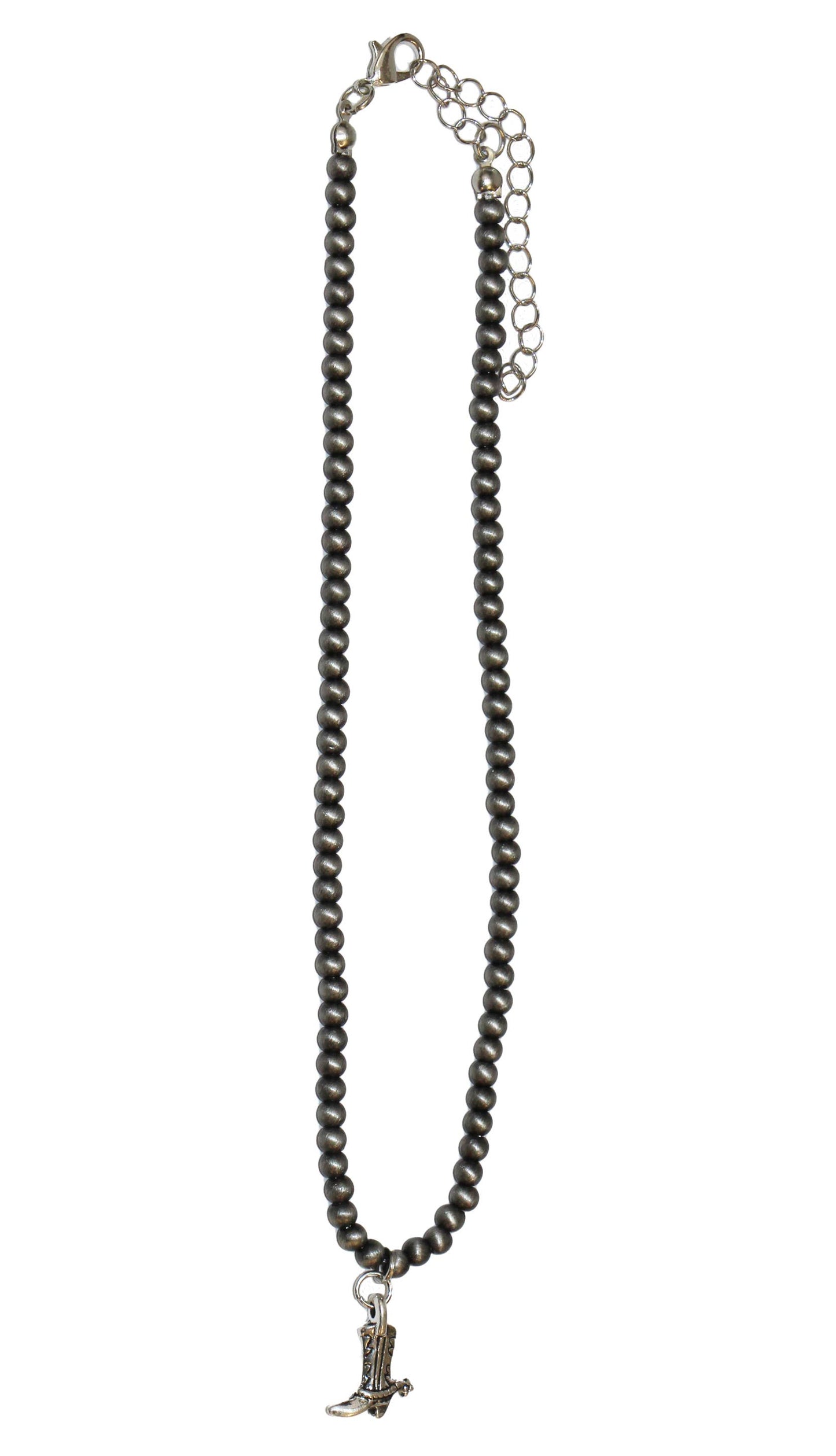 14" Dainty Faux Navajo Pearl Necklace with cowboy boot Charm