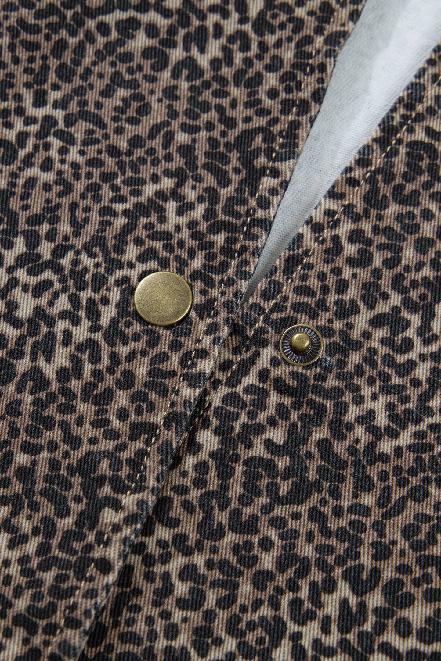 LDC Western Leopard Print Slim Denim Vest: Brown / S
