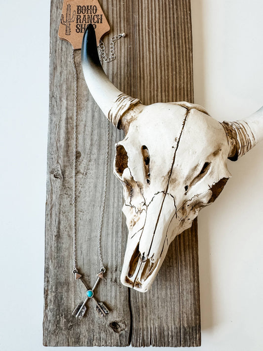 Western 2 Arrow Necklace: TURQUOISE