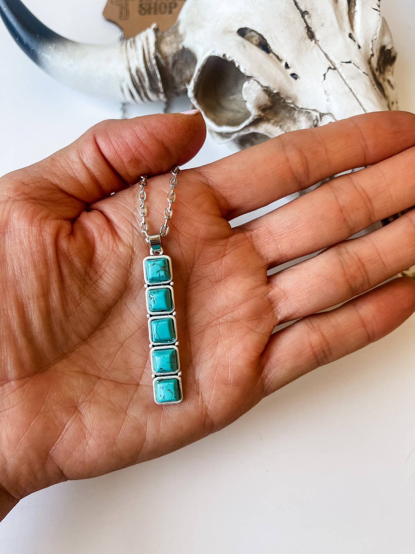 Western Bar Turquoise Stone Necklace