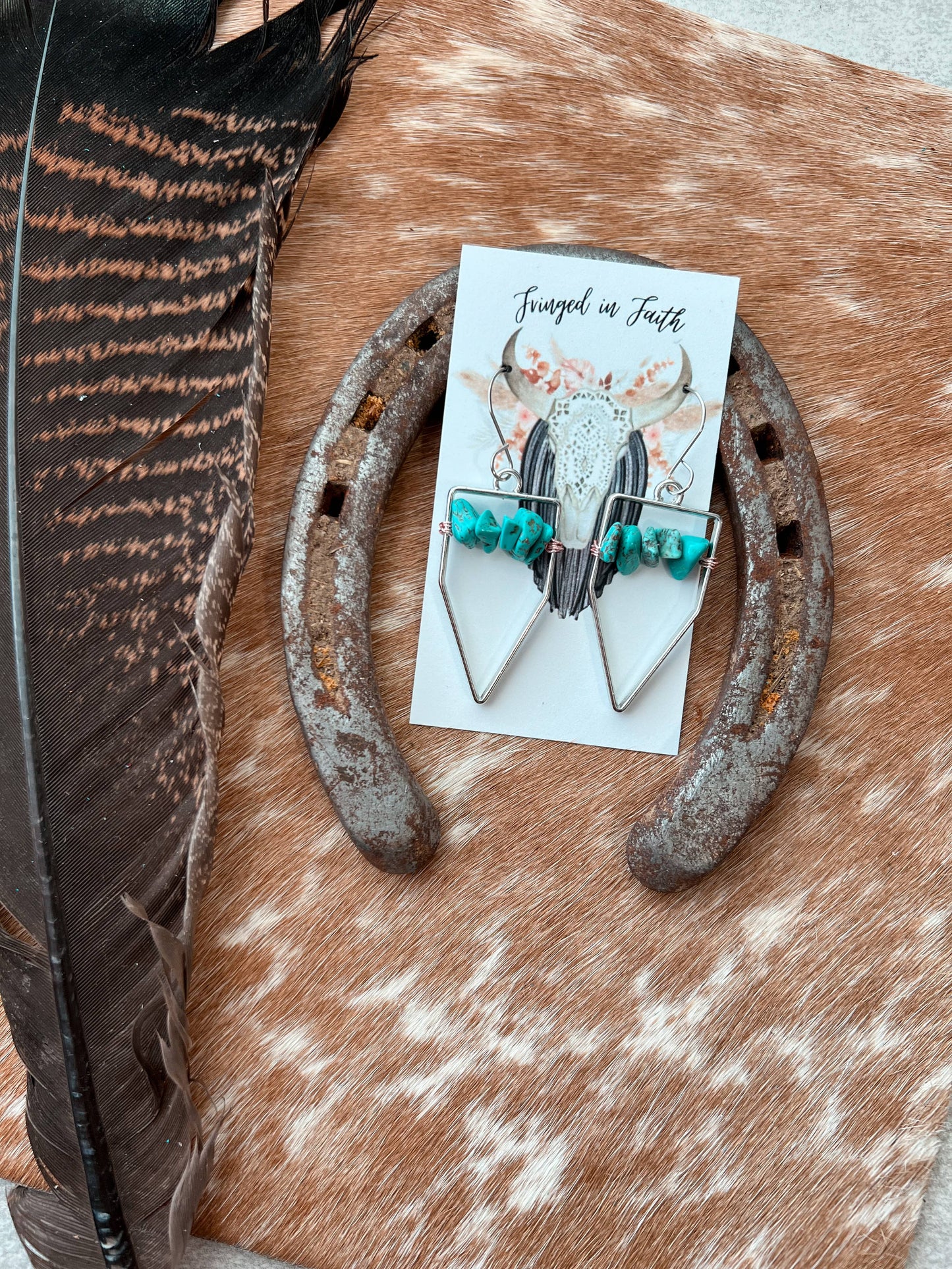Yellowstone Beaded Arrowhead Earring