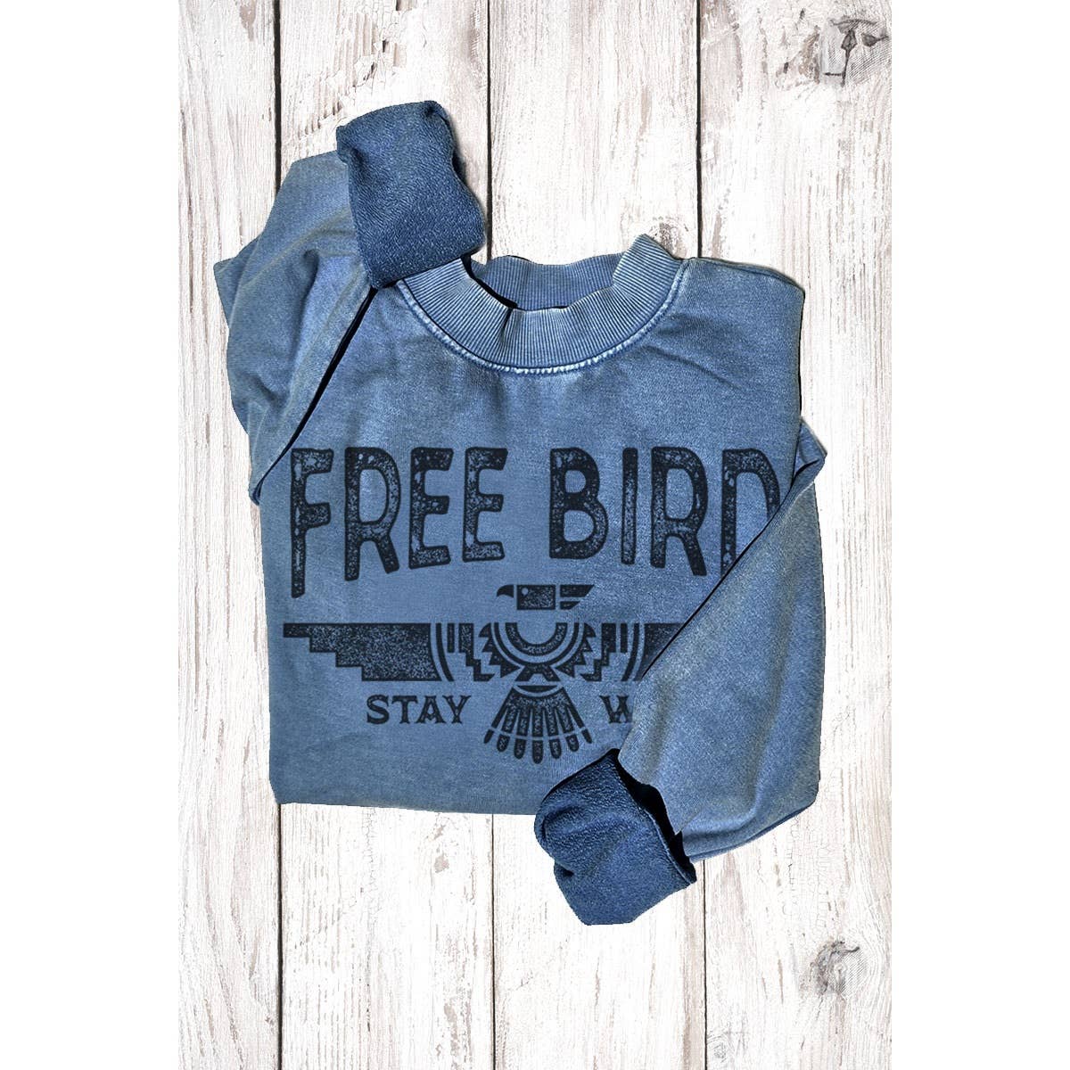 FREE BIRD  MINERAL GRAPHIC SWEATSHIRTS: Mineral Mustard / S-M-L-XL(1-2-2-1)