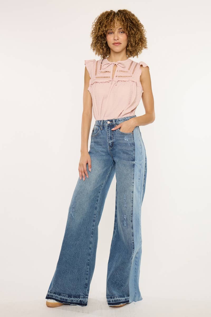 HIGH RISE WIDE LEG JEANS-KC5521M: MEDIUM / 0/23