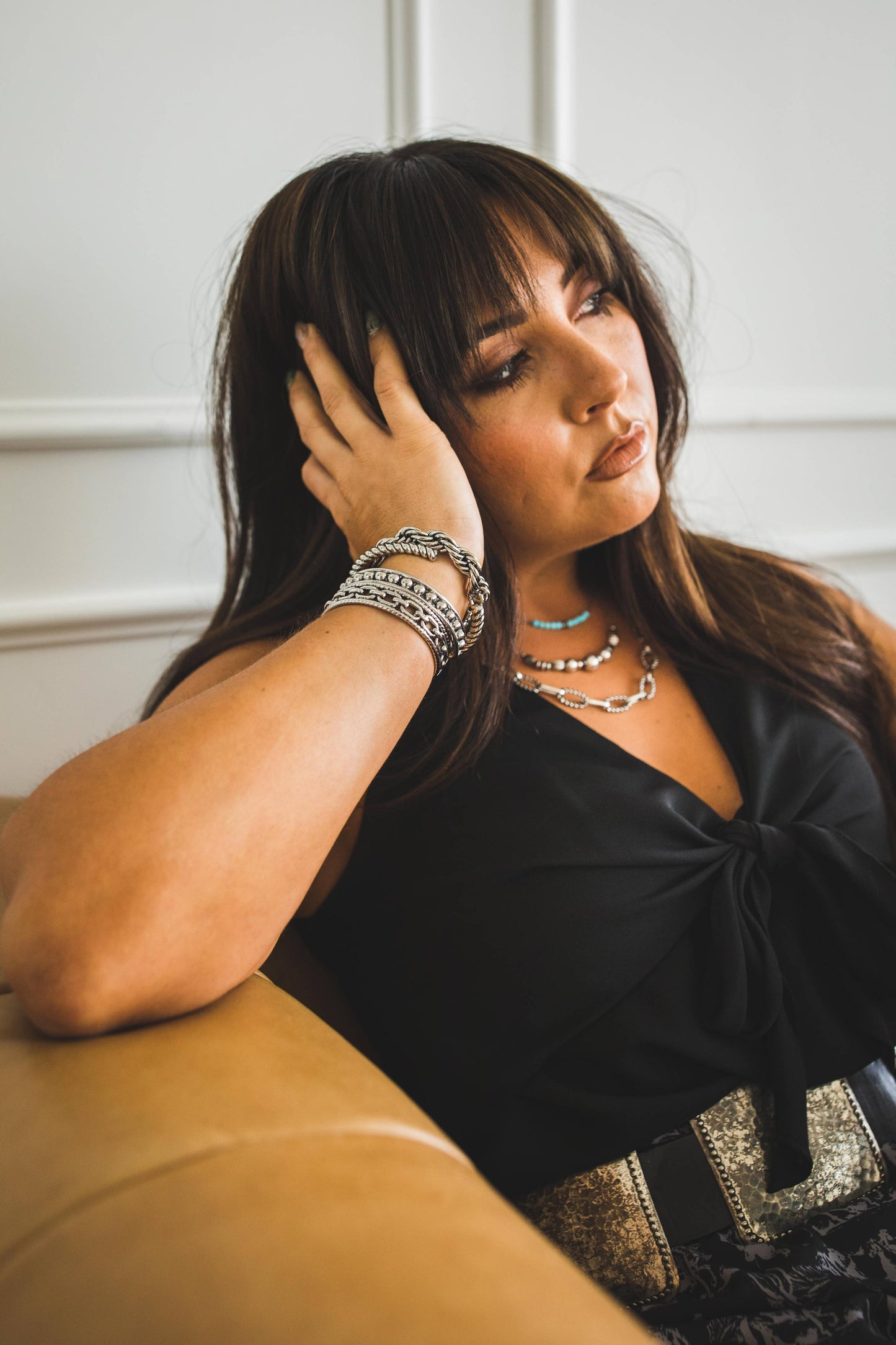 18K Gold Plated Burnished Chunky Rope Cuff: Silver