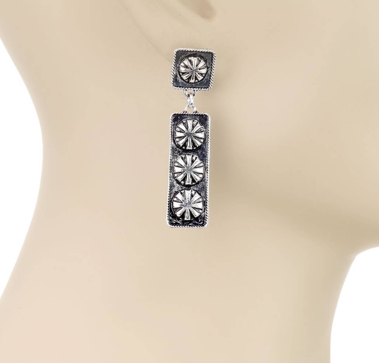 Western Bar Texture Earrings: SILVER