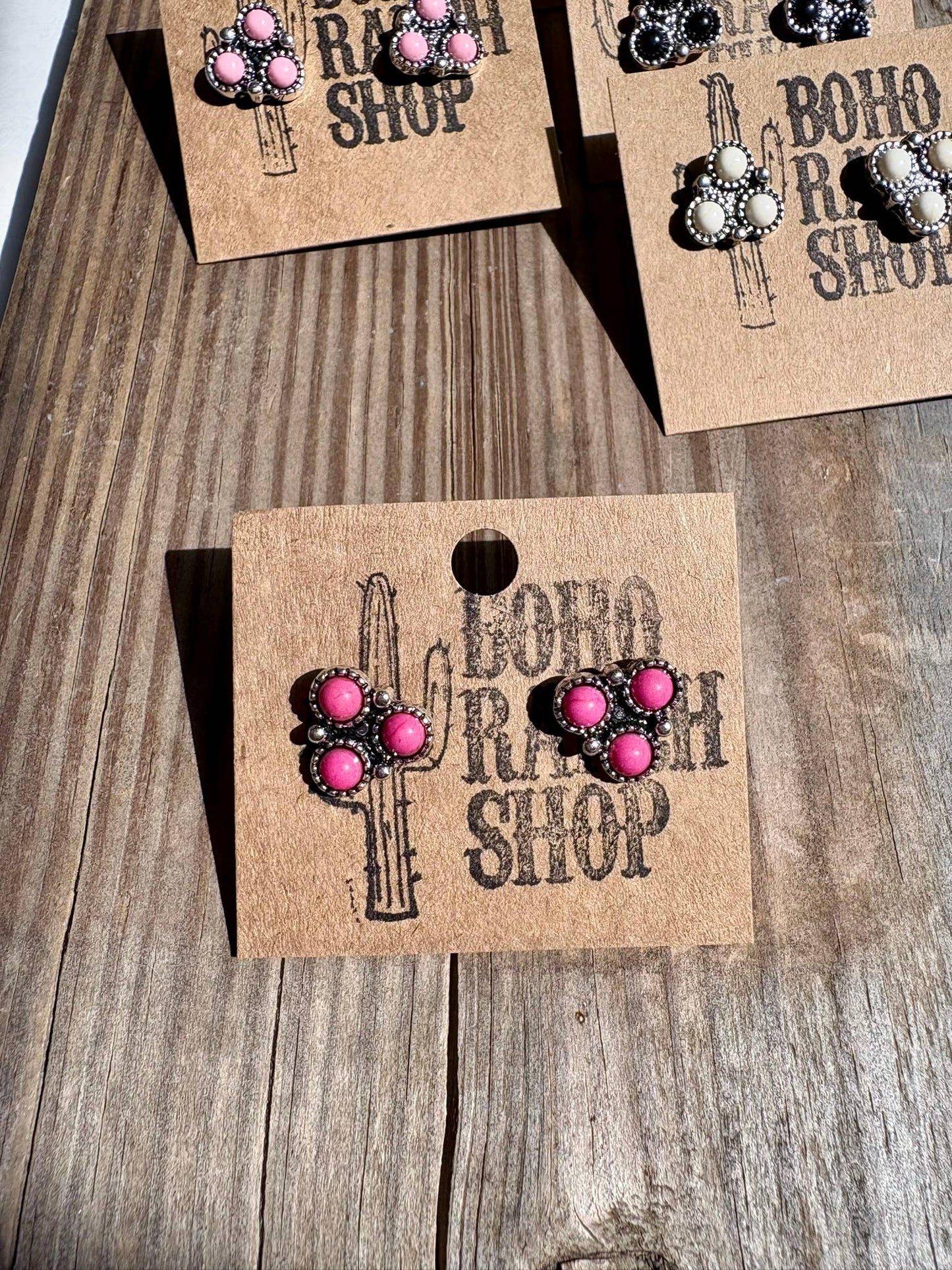 Western Mini Stone Stud Earrings: Blue