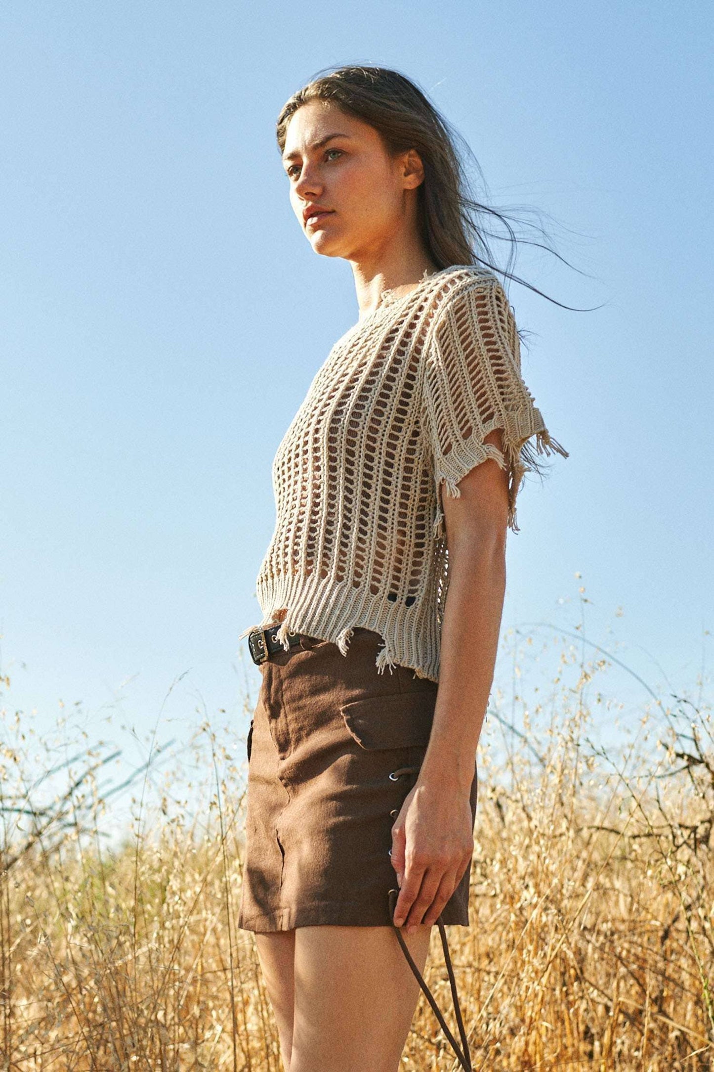 Crochet Cover Up Top: Beige