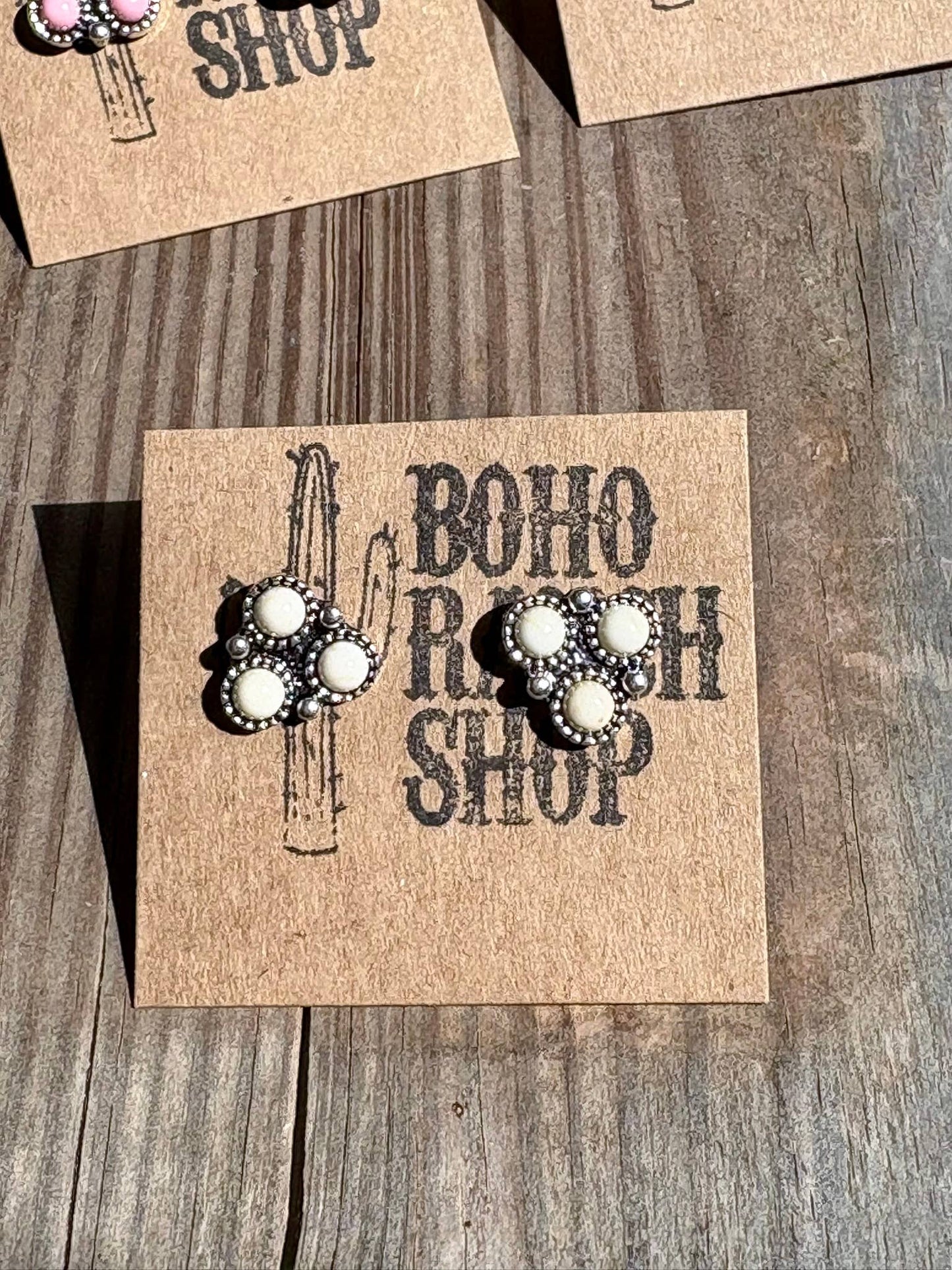Western Mini Stone Stud Earrings: Blue
