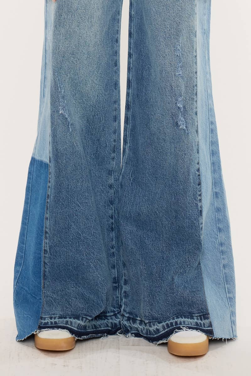 HIGH RISE WIDE LEG JEANS-KC5521M: MEDIUM / 9/28