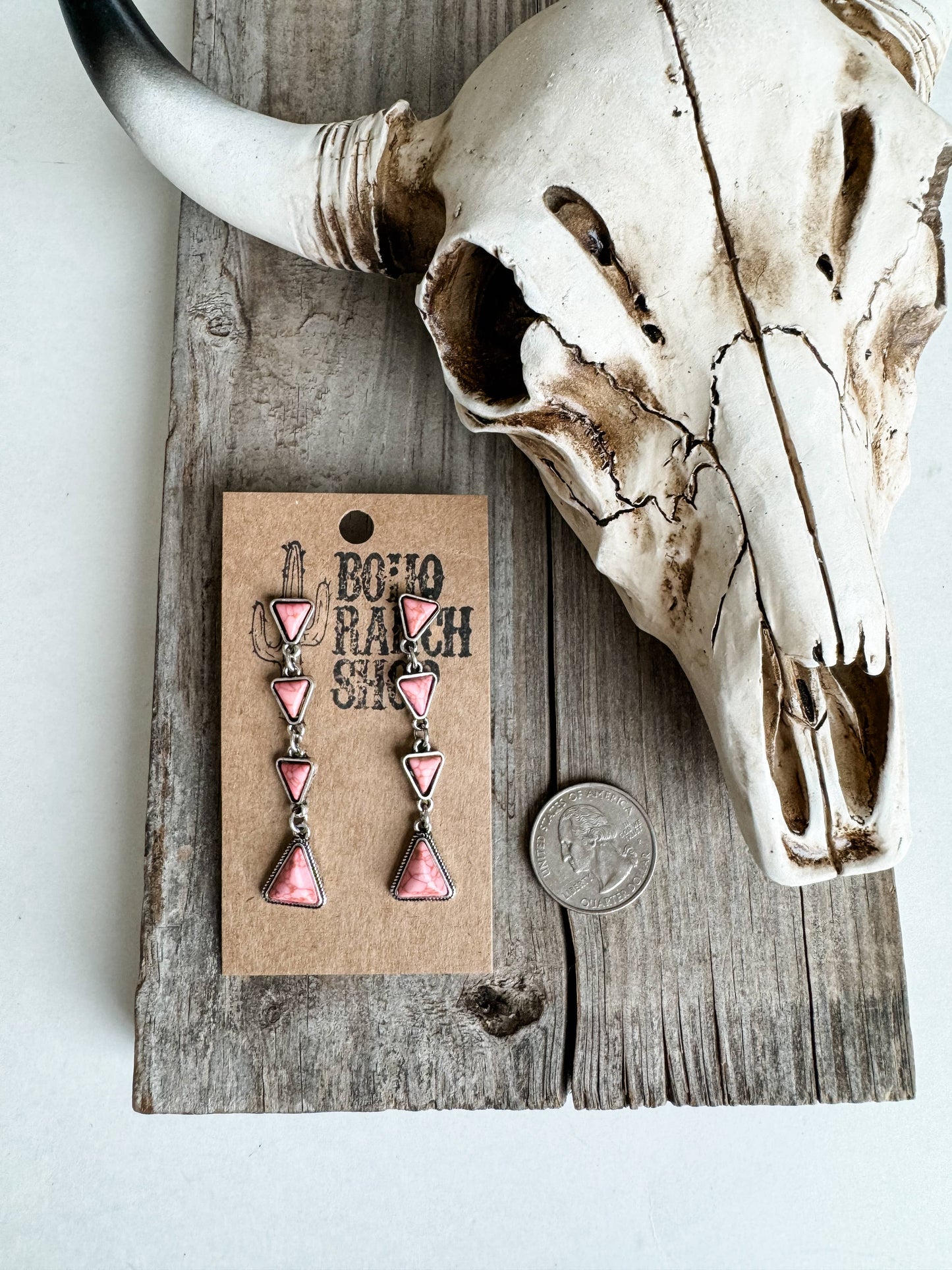 Western Triangle Stone Drop stud Earrings: Turquoise