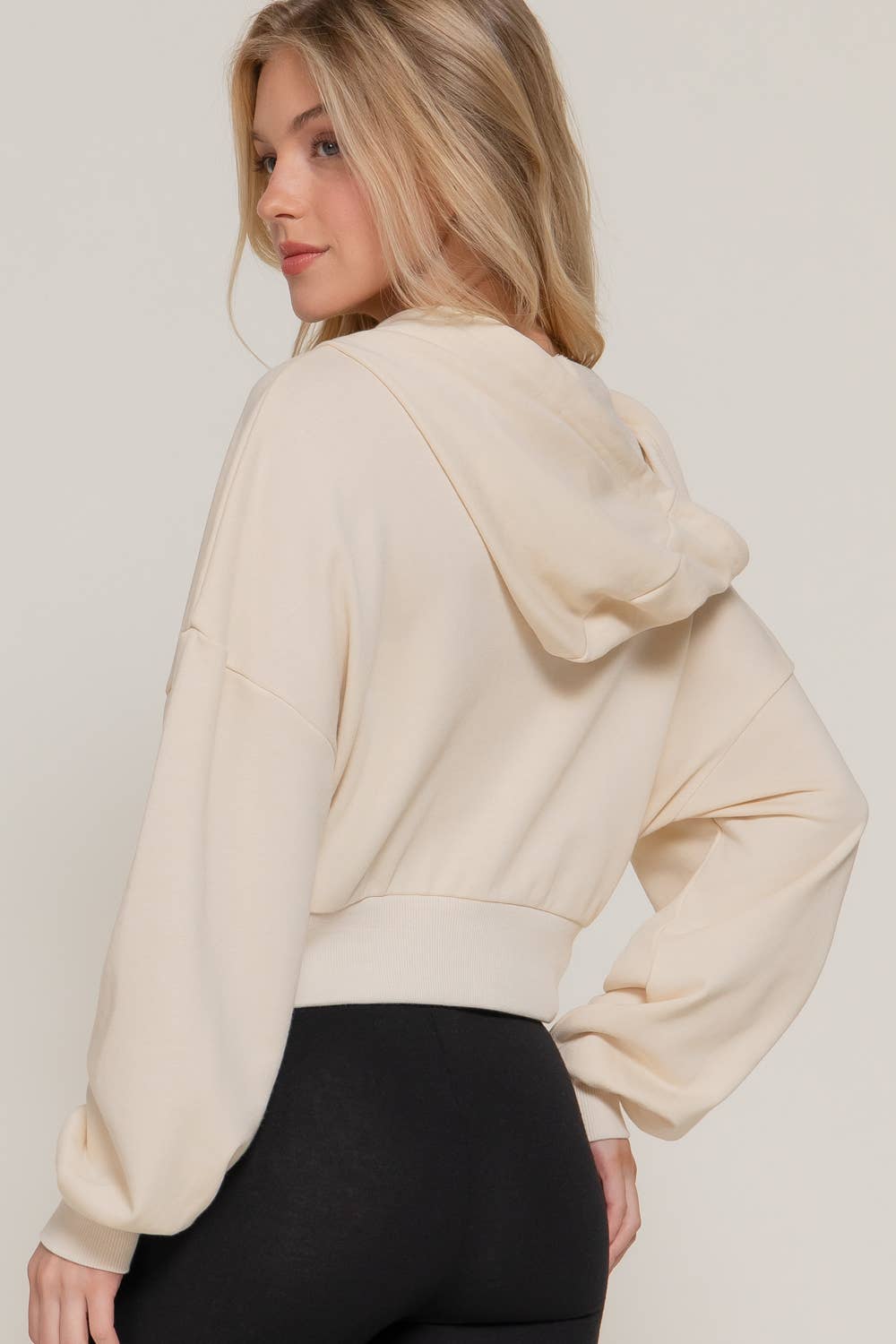Long Sleeve Hoodie French Terry Zip Up Jacket: BLK-black / M